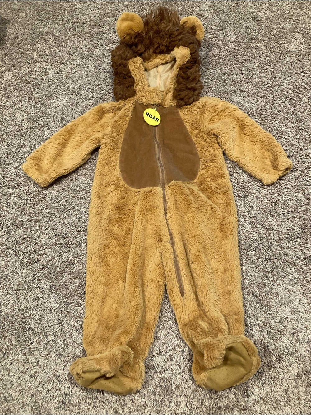 Kids Plush Lion Costume - Brown Hooded Onesie